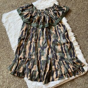 Muche et Muchette Camo Off the Shoulder Dress Cover up with Pockets Size O/S
